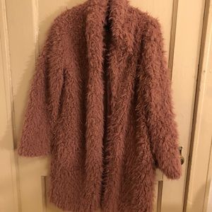 Dusty Rose color fluffy coat